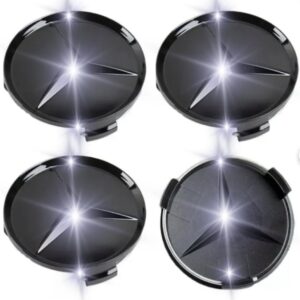Gloss Black Wheel Center Caps – Set of 4 (75mm) – Complete Replacement Hubcap Set for Alloy Rims – Durable ABS Snap-On Trim Covers for Wheels