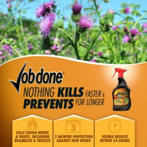 Job Done 86600140 Tough Weedkiller, 1L - Strong Fast Acting Weedkiller for Killing Tough Weeds and Roots - Systemic Garden Weed Killer with 3 Months Protection - Controls Brambles, Nettles and More