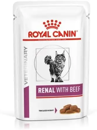 Royal Canin Renal Veterinary Health Nutrition Cat Food Wet Beef 48 x 85g pouches
