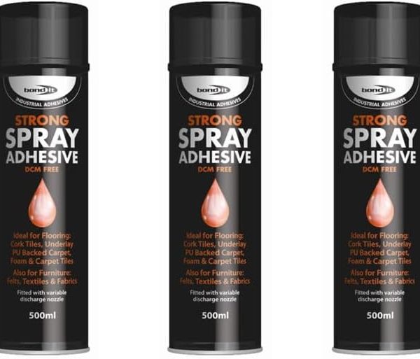 (3 Tins) 500ml Bond it spray Contact adhesive Super Strong carpet tiles underlay spray glue