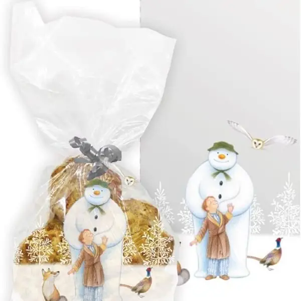 Anniversary House 20 pcs Official The Snowman™ BOPP Cellophane Bags, Woodland Friends, Christmas Cellophane Bags, Treat Bags, Includes Twist Ties, M580