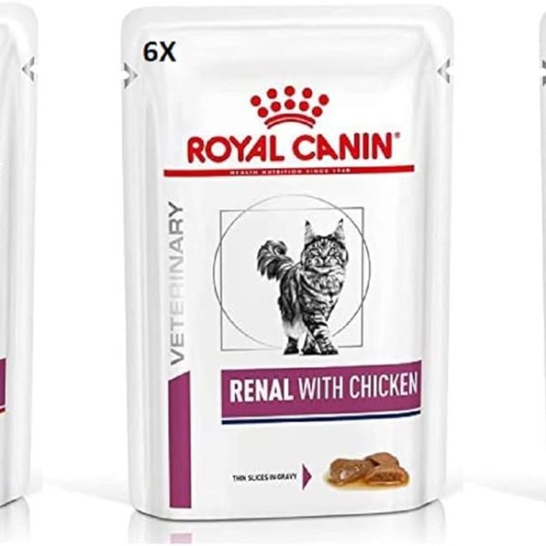 Royal Canin Feline Renal Mix of Tuna, Chicken, Beef Cat Food each 85g (Pack of 18)