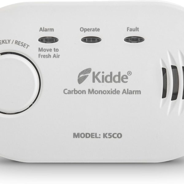 Kidde 5CO Carbon Monoxide Alarm and Detector with AA Batteries - 10 Year Sensor Life CO Alarm for Home
