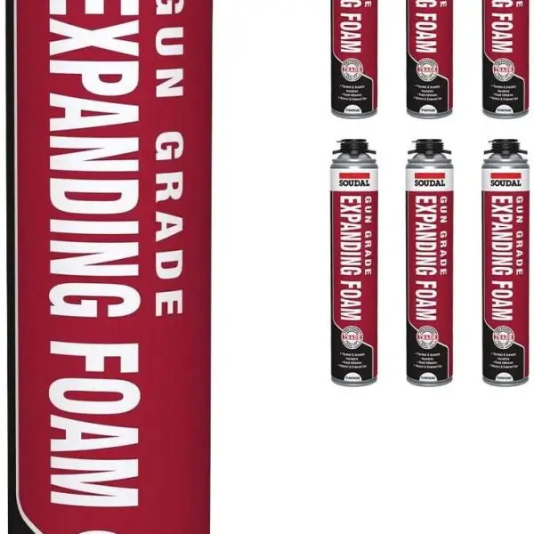 6 x Gap Filler Expanding Foam Soudal Gun Grade 750ml PU Polyurethane Foam Can