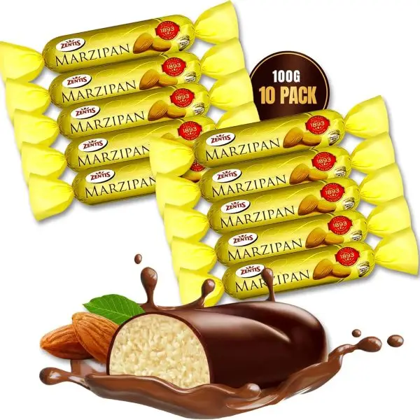 Zentis Dark Chocolate Coated Marzipan Bar 100g x10