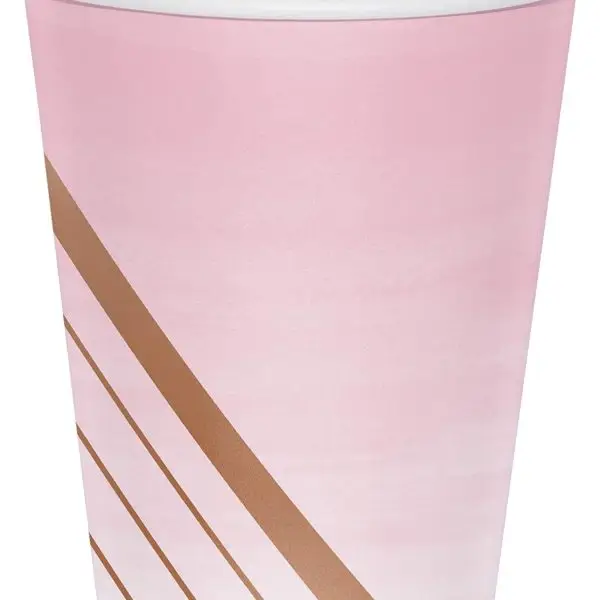 Creative Converting Rose Gold Disposable Paper Cups, 12 oz. - 8 Pcs.