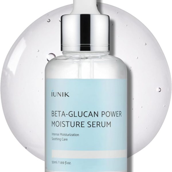 IUNIK Beta-Glucan Power Deep Moisture Vegan Serum - 400,000 ppm Intense Hydration Mushroom Yeast Extracts - Dry Mature Sagging Sensitive Skin Cell Regenerating Lifting (50ml)